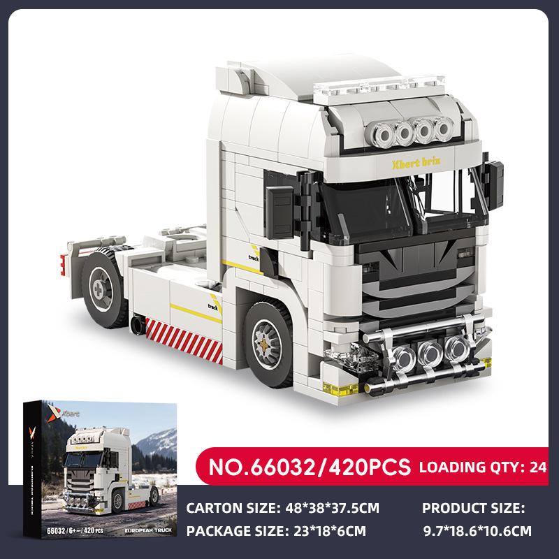Brick Joy Transportation Truck Series: Semi-Trailer Car Building Blocks for Boys - Small Particle Assembly Toy