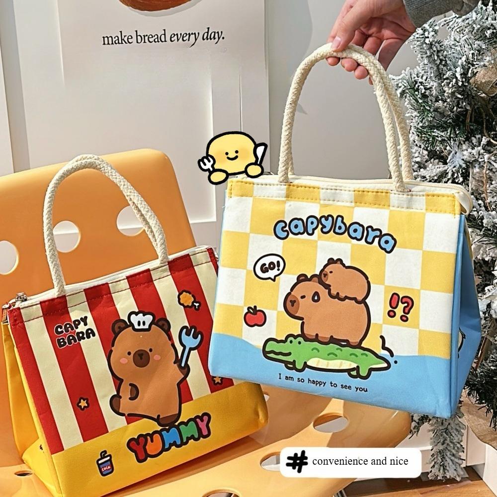 Original cute handheld lunch bag for office workers and students, large capacity lunch box bag with high appearance value, insulated lunch box bag