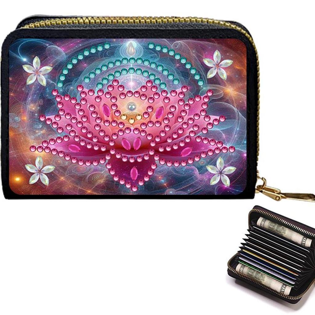 5D Diamond Painting Art Portable Card Bag Zipper Closure Diamond Painting Fashion Card Holder Coin Purse
