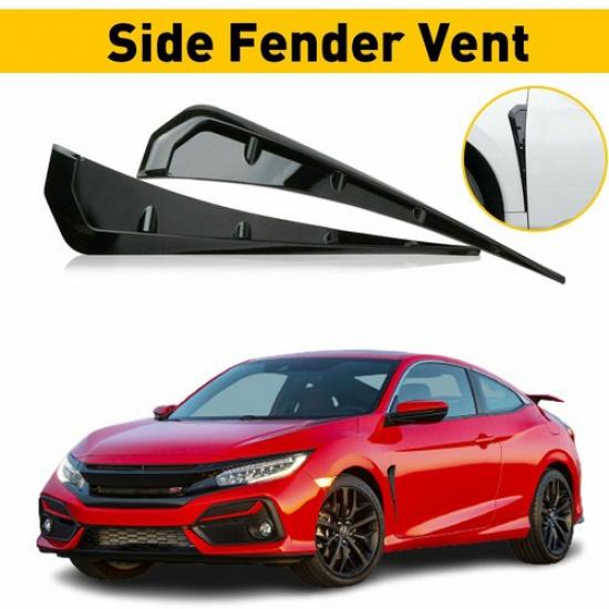 Gloss Side Black Fender Type-R Cover Fit Vent Honda Air Civic 2016- Wing T