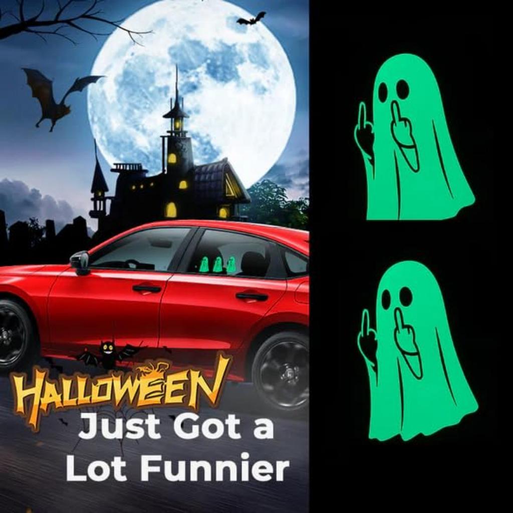 Glow Cute Middle Finger Stickers, Glow In The Dark Halloween Stickers, Car Middle Finger Decals, Scary Luminous Decals For Home Decour