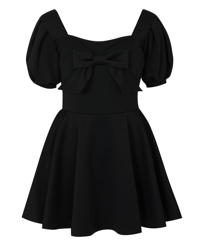 Soltipeullawo Union Ribbon Balloon Dress Black