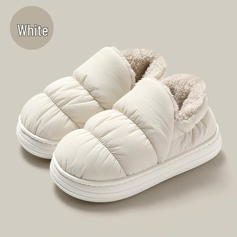 Plush Non-Slip Winter Cotton Slippers for Women and Men - Indoor Closed-Heel Design