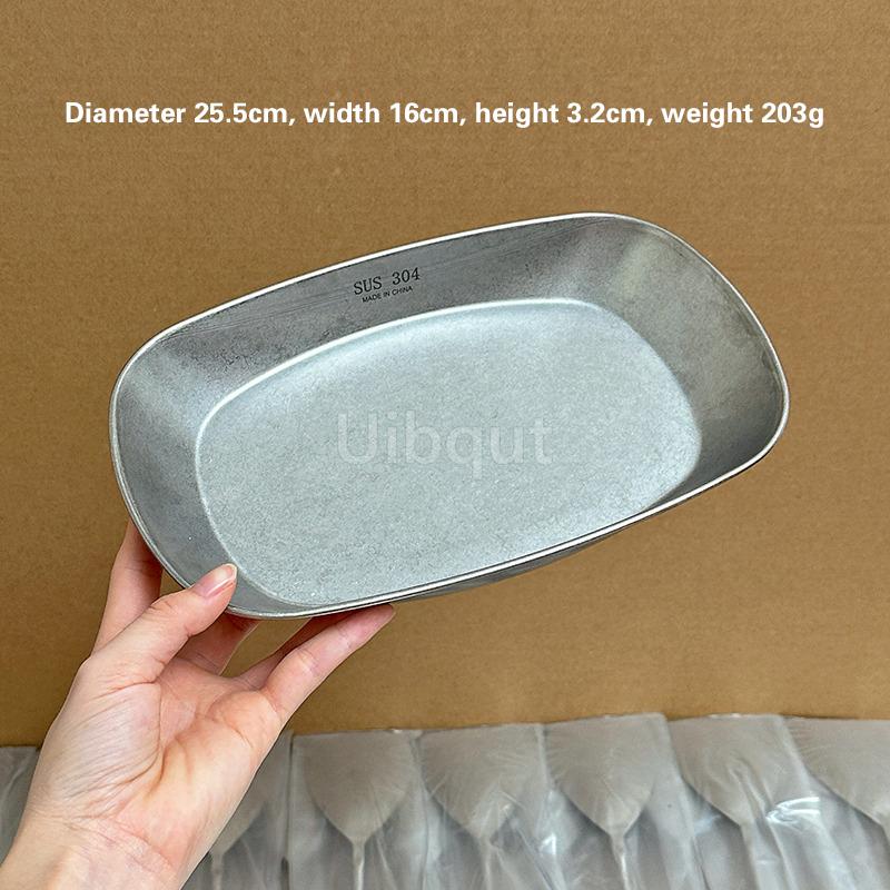 Rectangular dessert plate Steamed fish dish Cake plate Exquisite tray salad bowl Bento Baking tray 304 stainless steel plate
