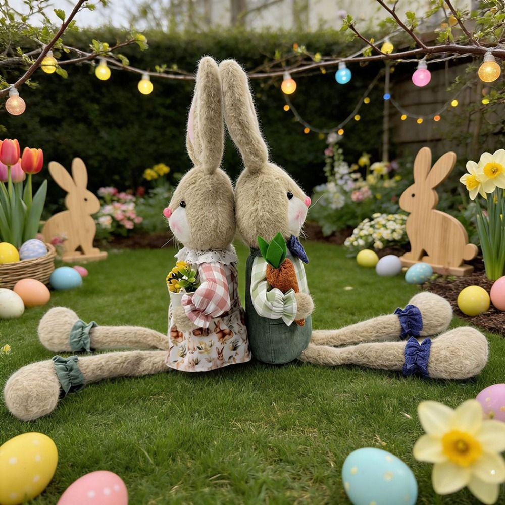 Roztomilý měkký plyšový králíček Rustikální styl Velikonoční dekorační předměty Velikonoční králíček Dekor Středový díl stolu