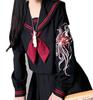 Nyanko Claw Barbie Dragon Sailor Long for Men and Long Cosplay Delinquent Dragon with High School Girl 4XL Blossom Uniform, Sleeves, Black, Women,
