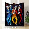 "Dancing Figures In Colorful Suits" Patterned Flannel Blanket Perfect for the Bedroom Living Room, Sofa, or a Little Nap