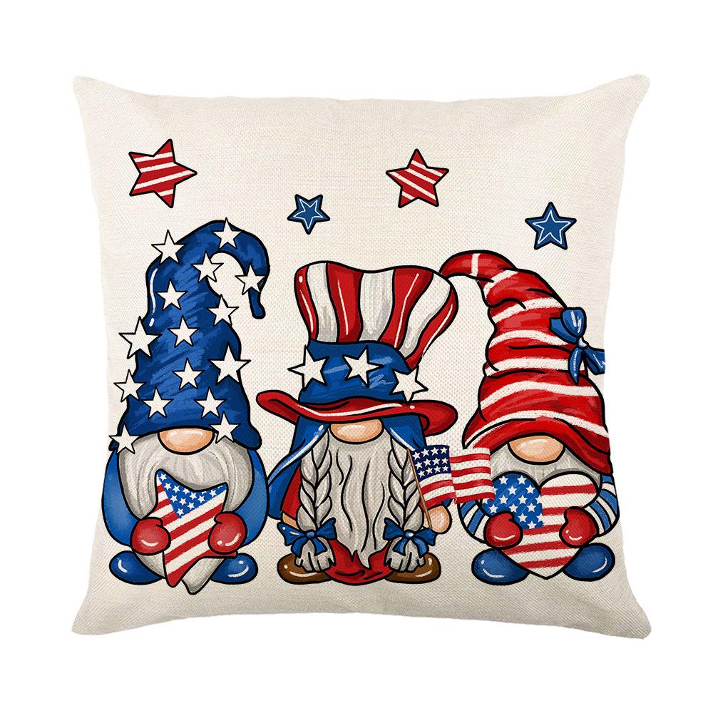 

New Independence Day Printed Pillow Cover Plant Floral Striped Plaid Sofa Cushion Cover Bedroom Cushion 45 * 45Cm (without pillow core)