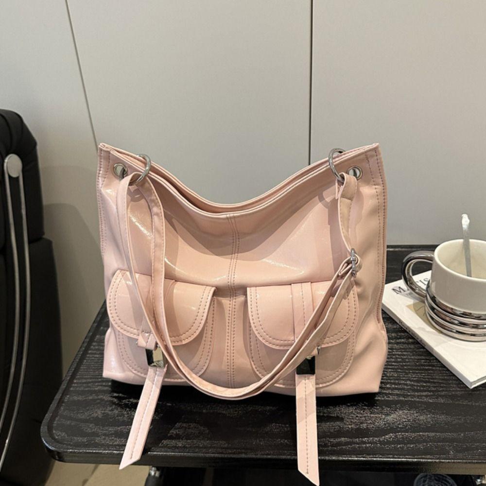 Korean Style PU Underarm Bag Large Capacity Shoulder Bag Portable Multi-Pouch Tote Bag Girls