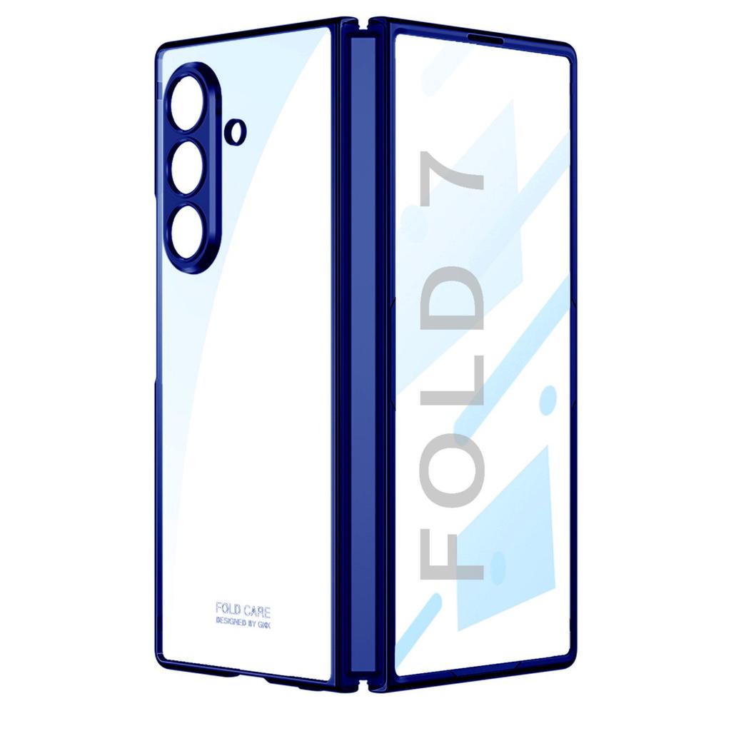 Samsung Z Fold 7 Transparent Electroplated Phone Case with Integrated Folding Design and Anti-drop Protection