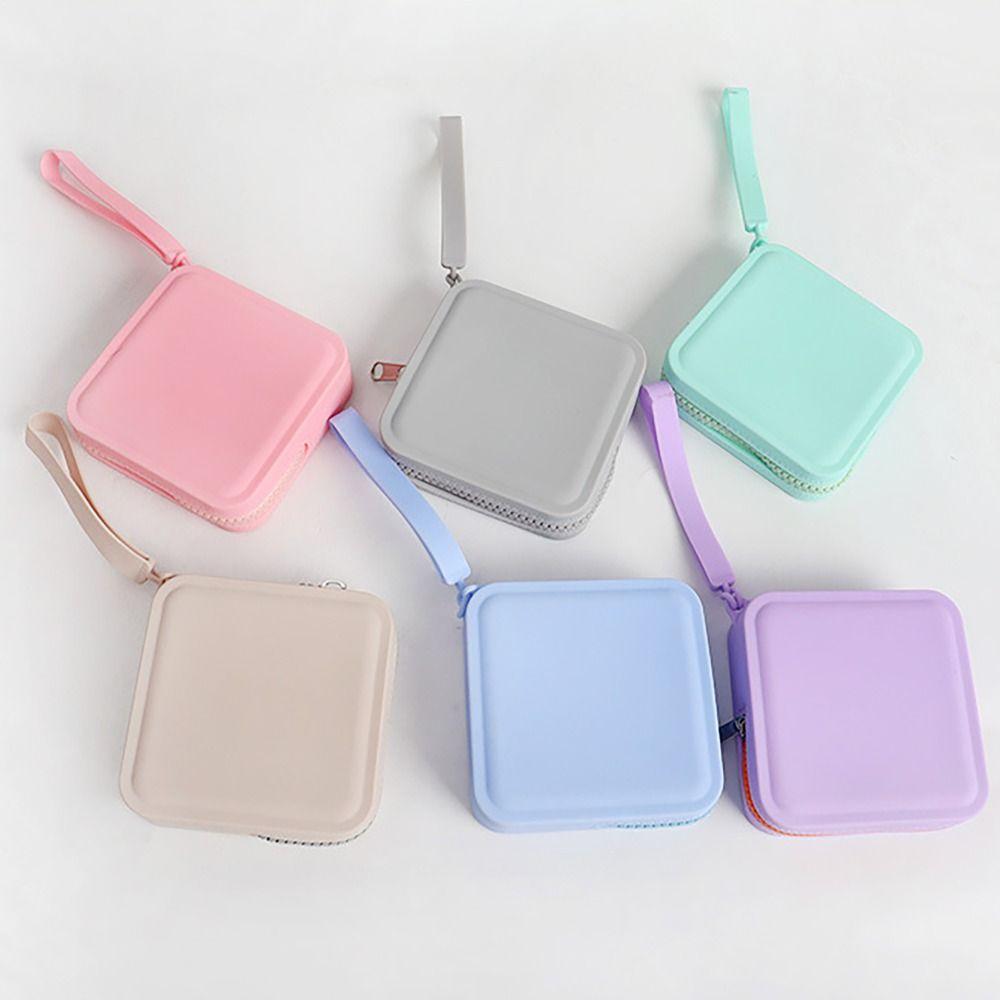 Mini Silicone Organizer Wallet Coin Purse Waterproof Smooth Zipper Earphone Bag Travel Pouch Students