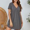 Summer Women's Dress Casual Home V-neck Short Sleeved Pajama Dress for Women