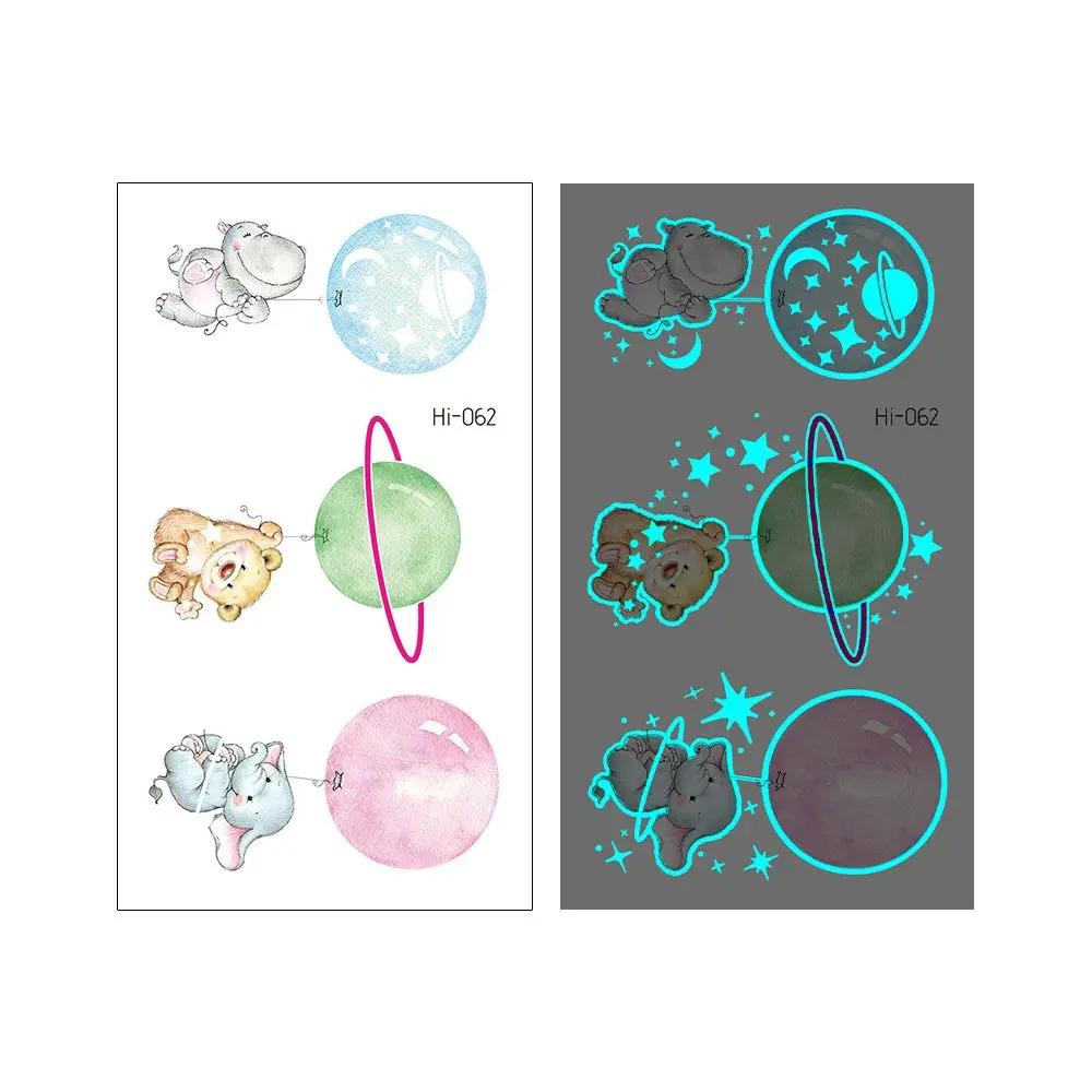1Sheet Fashion Waterproof Blue Luminous Tattoo Sticker Star Feather Tattoo Sticker Body Art Removable Temporary Tattoos