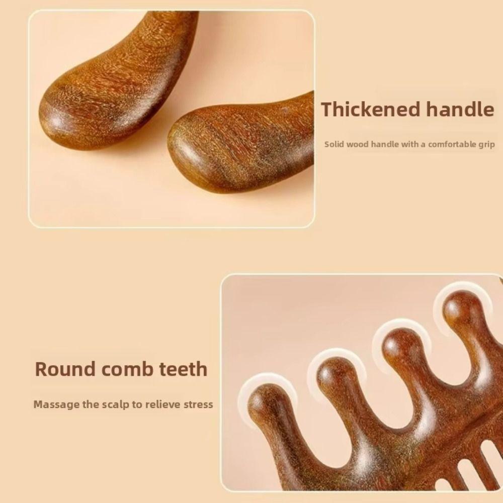 Wide Thick Scalp Massage Comb 2 in 1 Head Meridian Hair Comb Natural Sandalwood Hairbrush  Gua Sha