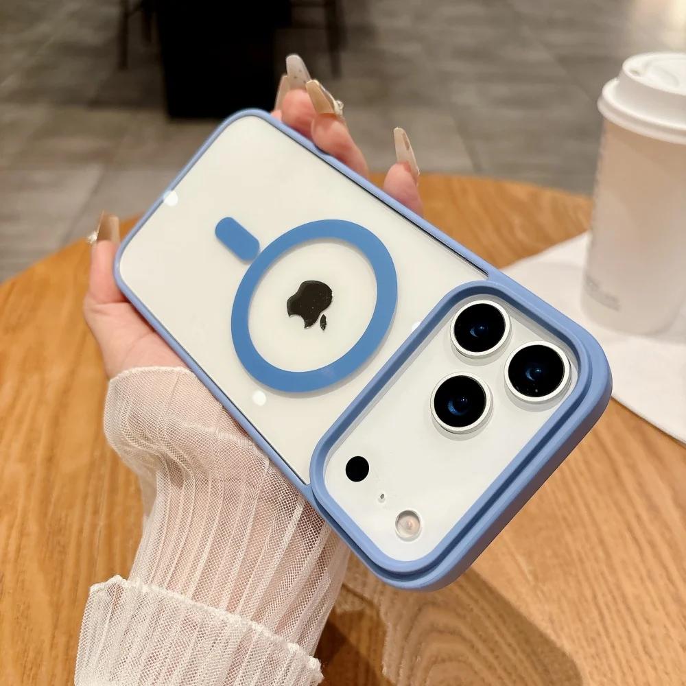 Simple Magnetic Case for iPhone 17 Air 17Pro Max 16e 15 Plus 14 13 12 mini 11 Pro Max Magsafe Clear Wireless Charge Back Cover
