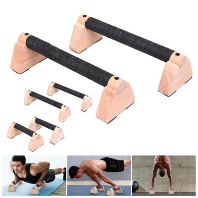 2Pcs Wooden Push-Up Bar Stand Floor Workout Grip Home Gym Ergonomic Anti-slip Strength Training Push-up