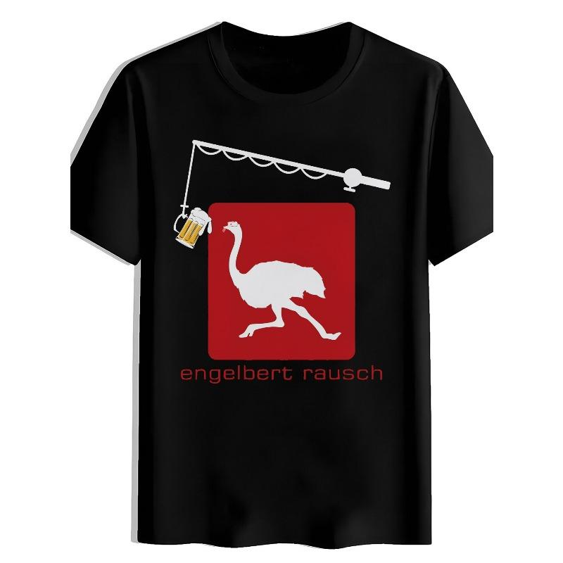 

European sizes Men S Black T-Shirt with Engelbert Rausch Camel Graphic - Casual Summer Tee, Polyester, Round Neck, Short Sleeve 4XL чорний