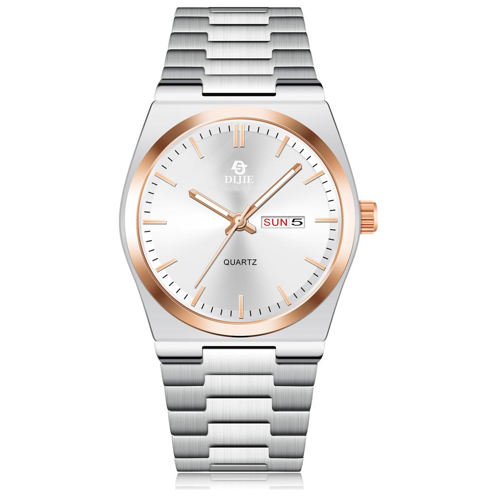 Stainless Steel Butterfly Buckle Men'S Simple Double Date Non-Mechanical Multifunctional Men'S Watch Business Logo