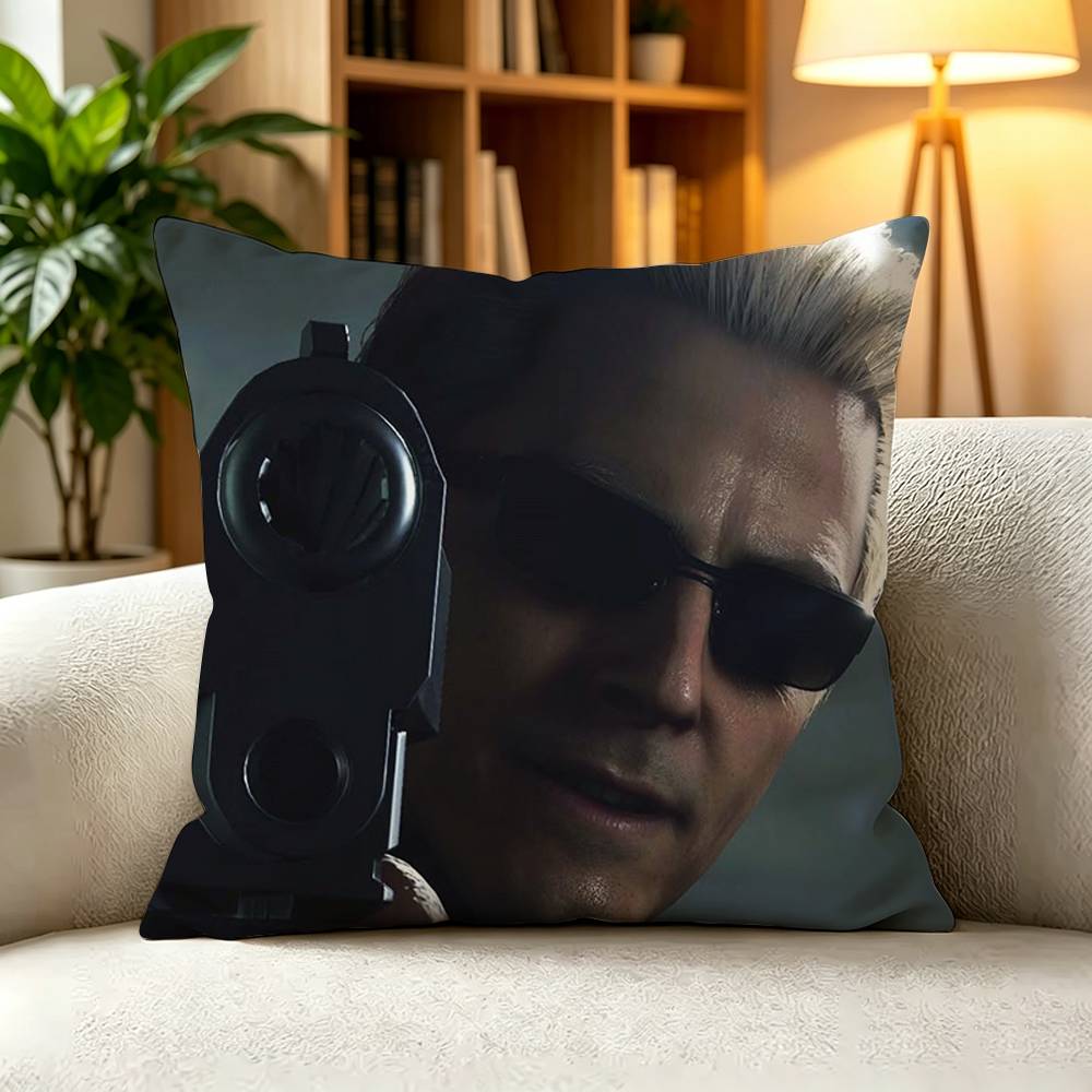 AAlbert Wesker Resident Evil Villain Pillow Case Square DoubleSided Sofa Cushion Cover Bedroom Bedside Pillow