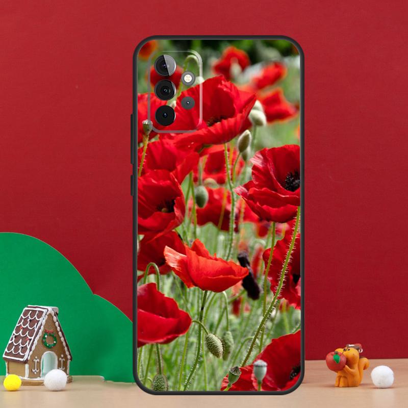 Red Corn Poppy Flower Case For Samsung Galaxy A56 A33 A13 A36 A23 A52 A32 A12 A54 A34 A14 A16 A53 A15 A35 A55 A17