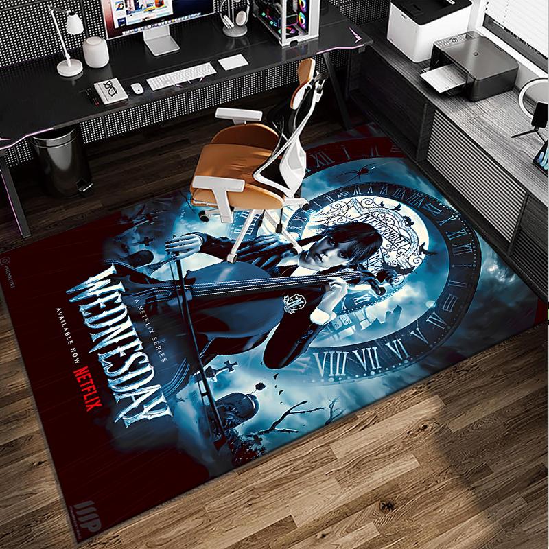 Wednes-day Gothic Family Reunion Office Rug Chair Mat, Game Carpet, Suitable for Front Door, Bedroom, Living Room, Desk, Holiday Gift