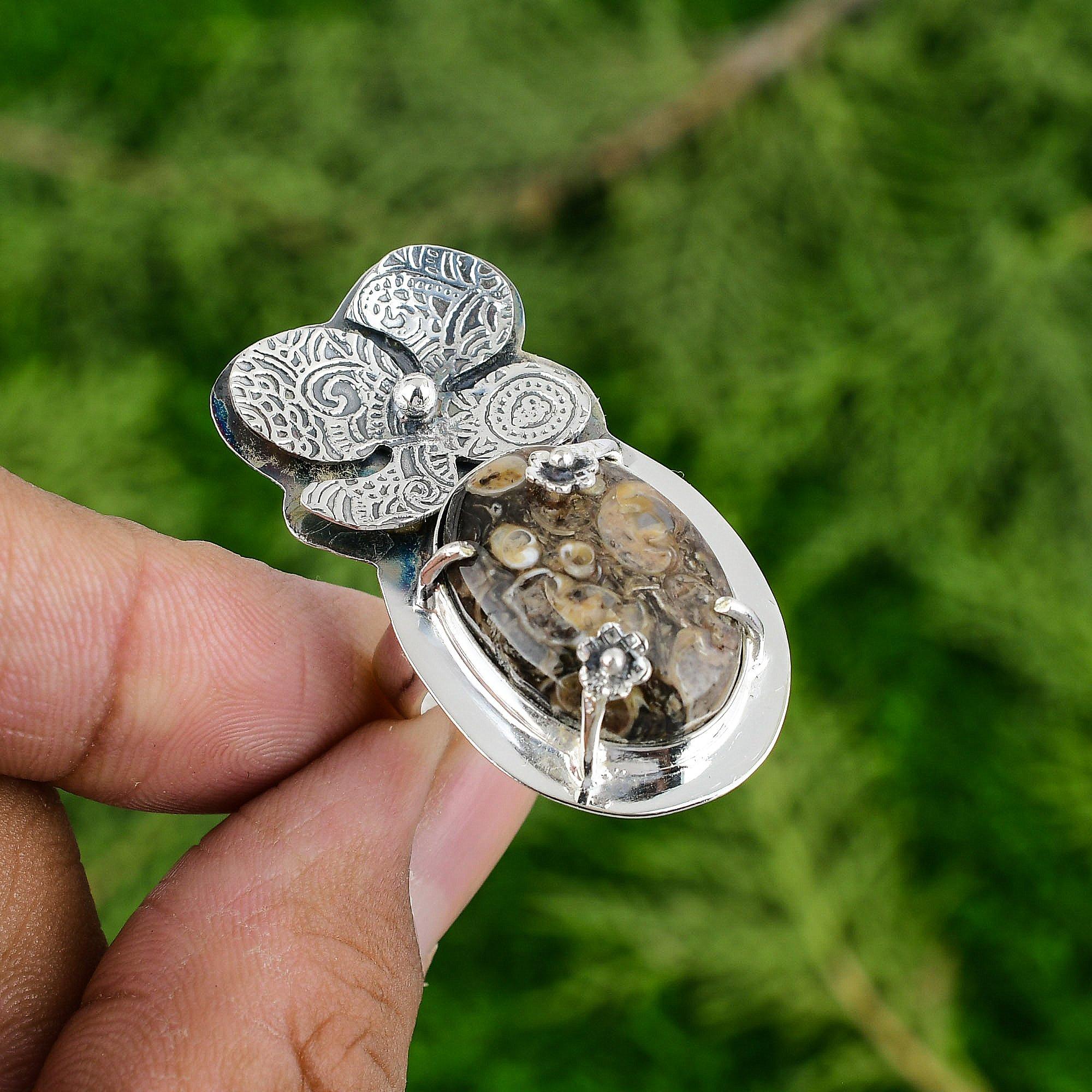 

Натуральный агат Туррителла серебро 925 пробы многокаменный цветок регулируемое кольцо для девочек Adjustable