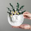 Ceramic Vase Handmade Bottle With Hat Hanging Modern Tabletop Decor for Floral Arrangement Studio