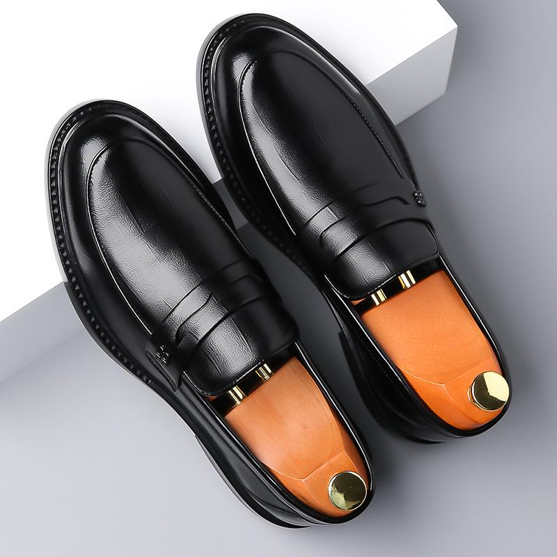 Leather Shoes Men's New British Soft Bottom Men's Leisure Slip On Business Formal Wear Shoes