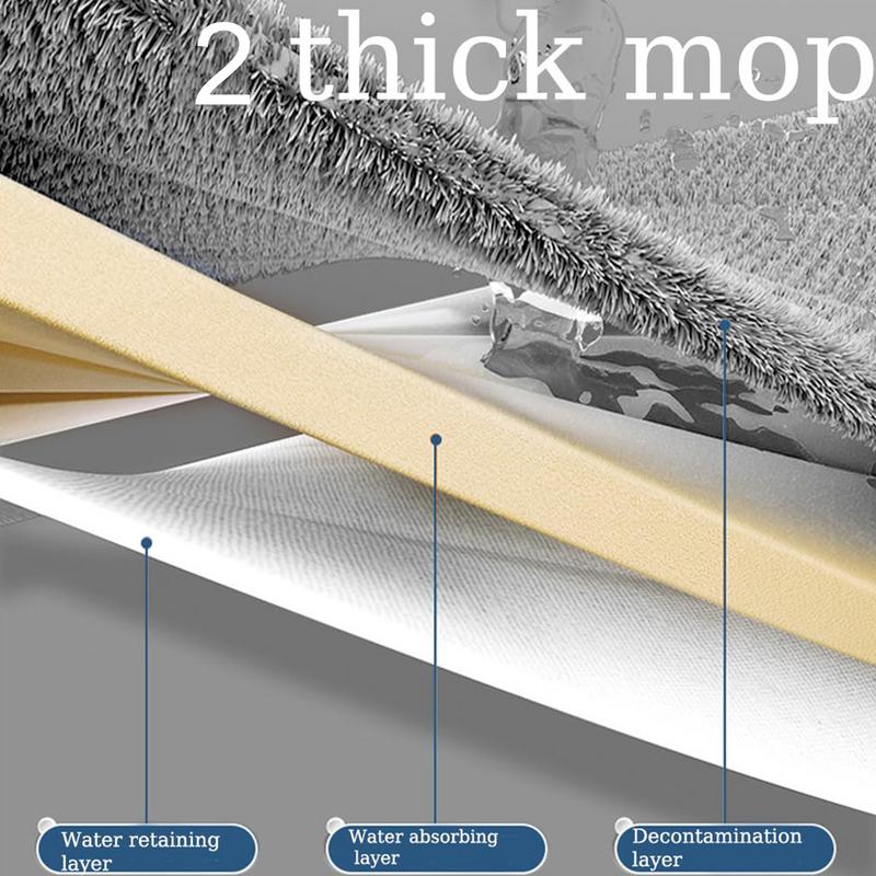 Plochý mop Plochý mop s nerezovou rukojetí Prachový mokrý suchý mop se 2 opakovaně použitelnými podložkami z mikrovlákna pro mokré a suché použití Keramický