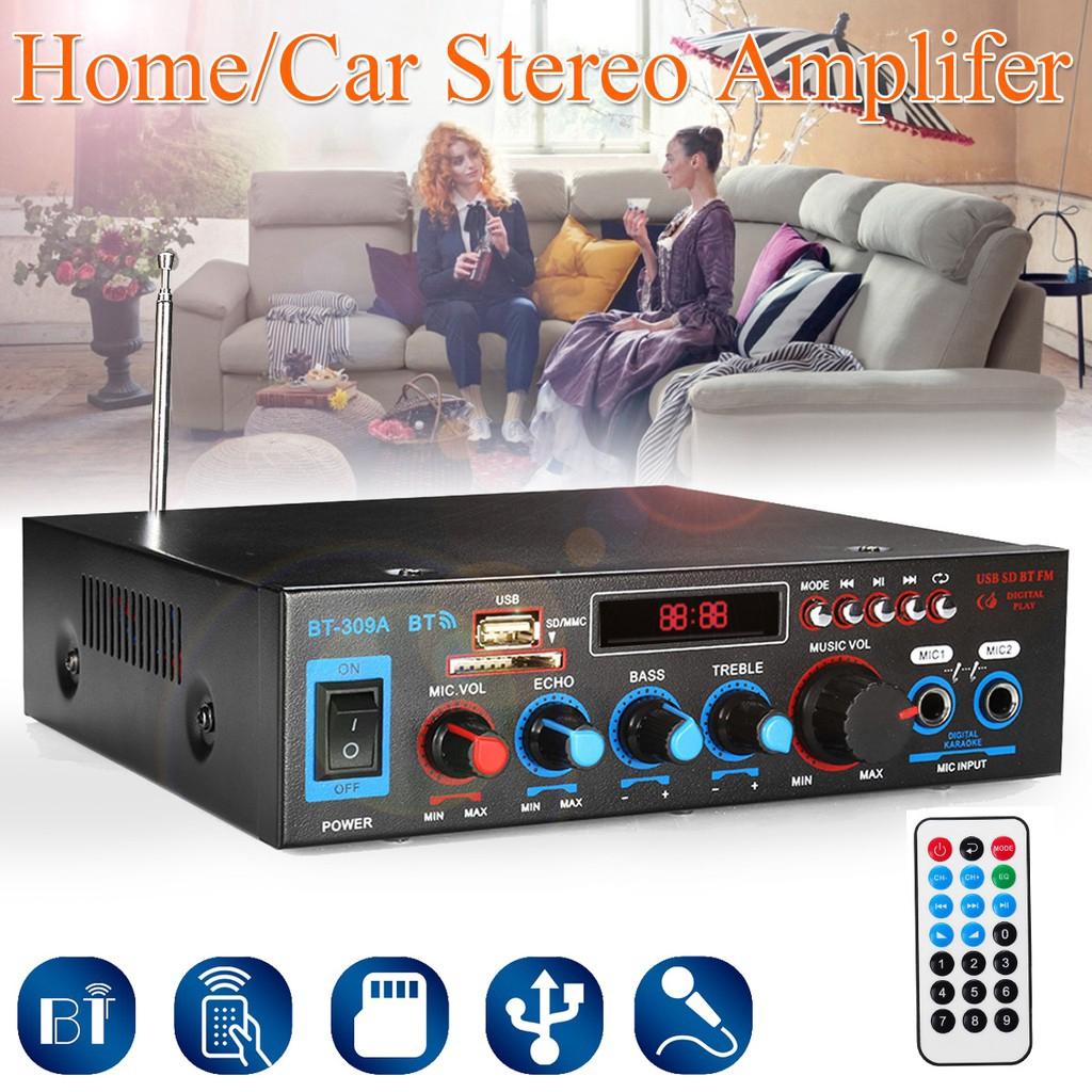 2.0 Channel 220V 800W Black Bluetooth Amplifier with Remote Control Stereo Surround Amplifier