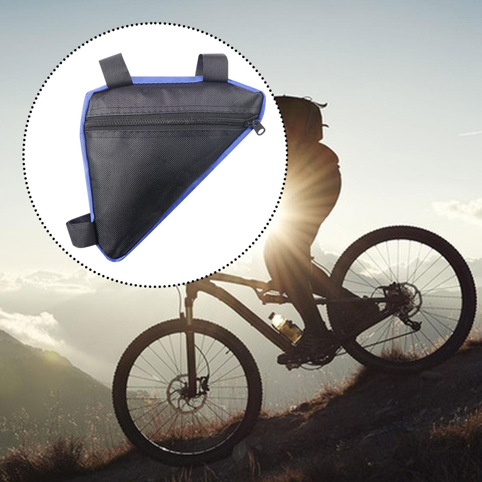 

Bicycle Frame Bag, with Strap And Side Compartment, Ideal for Front Tube Black Blue