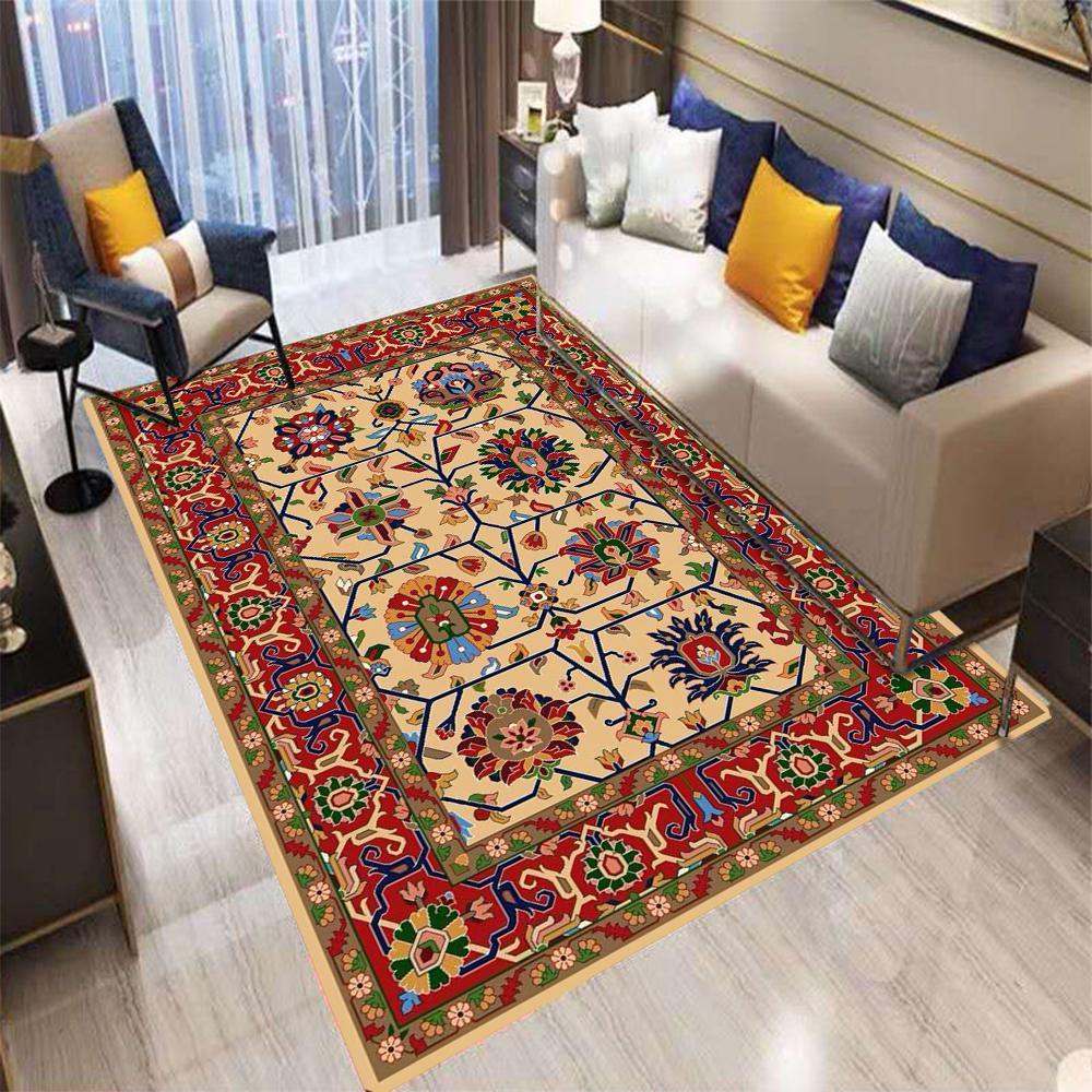 Retro Persia Bohemian Flowers Plant Carpet Living Room Sofa Bedroom Bedside Kitchen Entrance Door Mat Non-Slip Home Decor Rug