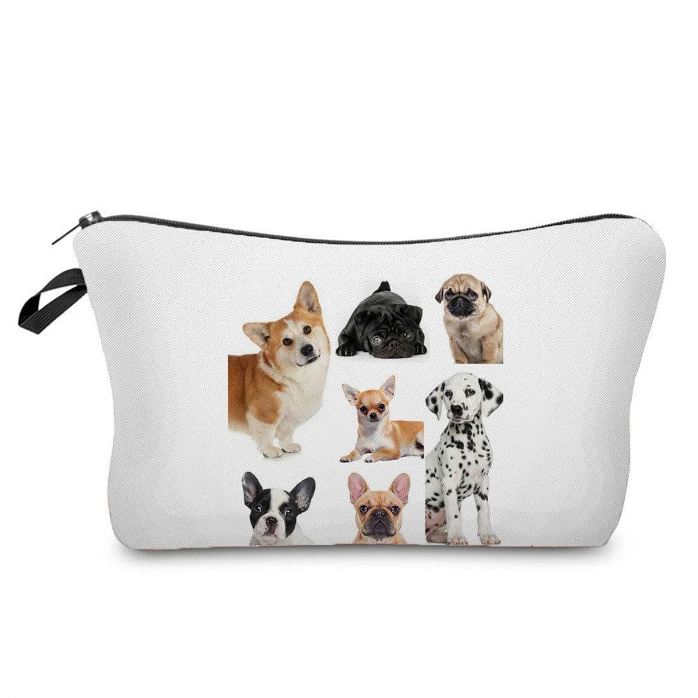 Damen Kosmetiktasche mit Hundeaufdruck Toilettenartikel Organizer Reiseaufbewahrungskoffer 6675