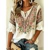 Damen Weiße Geblümte & Paisley Print Krawattenhals Bluse, Lässige Lockere Tops für Frühling Sommer Tägliches Tragen & Urlaubsanlässe