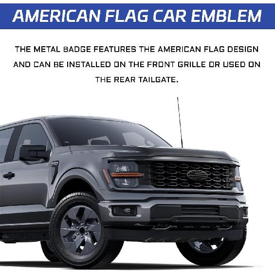 Frontgrill-Emblem für Ford, 9" Aluminium Frontgrill Heckklappen-Abzeichen Amerikanische Flagge Oval Patriotisches Hauben-Label für Ford F150 F250 F350 Edge