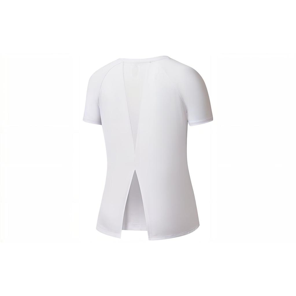 SAUCONY Solid Color Round Neck Pullover Short Sleeve T-Shirt Women Tops Pearl-White SC1230008DY-WT02