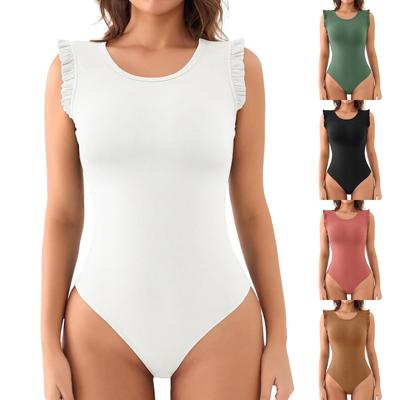 Women's Fashion Sexy Thin Solid Sleeveless O-Neck Bodysuit