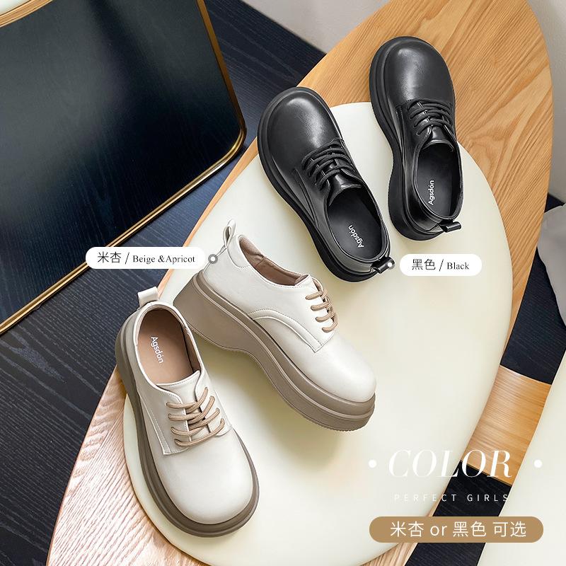 Augustine platform loafers women's autumn 2025 new British style lace-up small leather shoes retro single shoes trend
