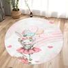Pink Circular Carpet Cartoon Rabbit Pattern Rug Little Girl Bedroom Anti Slip Dirt Resistant Floor Mat Home Decoration