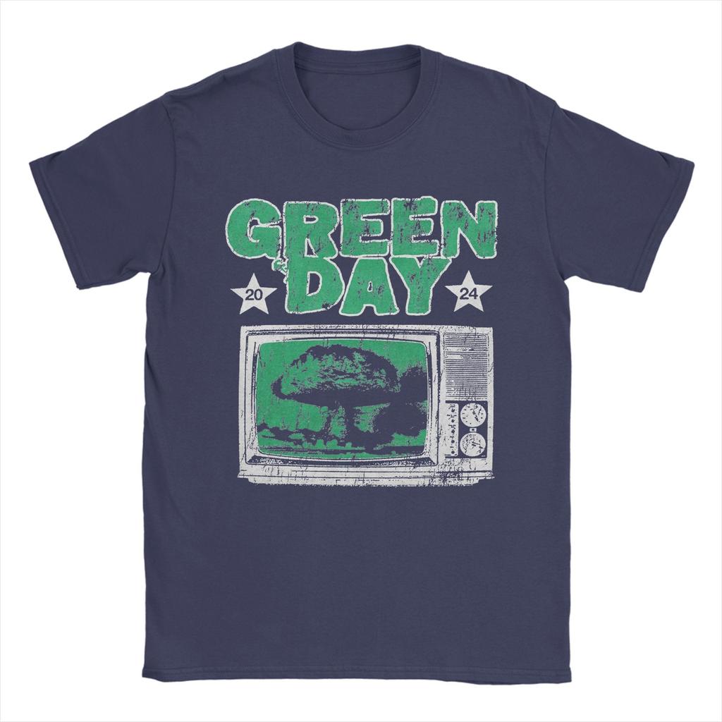 Green Day Band T-Shirts for Men  Novelty Cotton Tee Shirt Round Collar Short Sleeve T Shirt Plus Size Tops