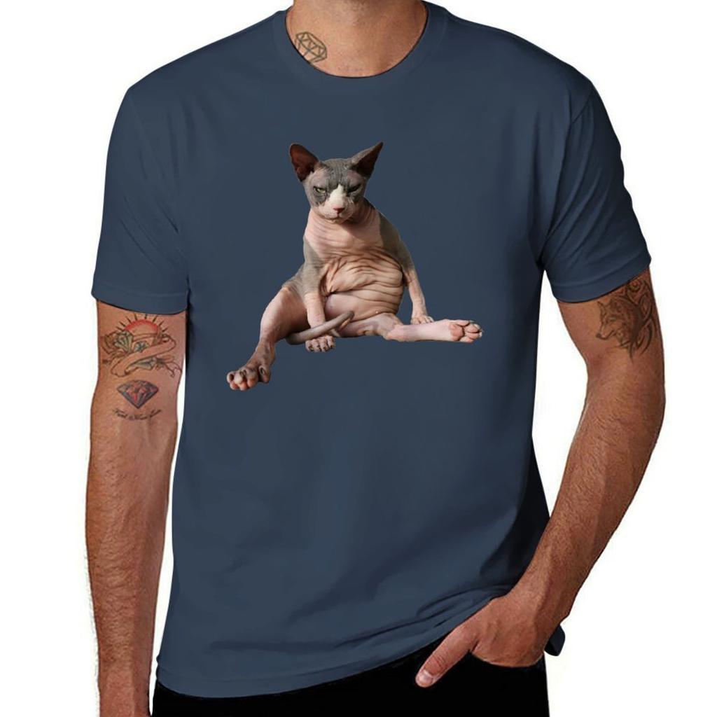 Cowboy the Sphynx TShirt Basic Solid Color Short Sleeve TShirt