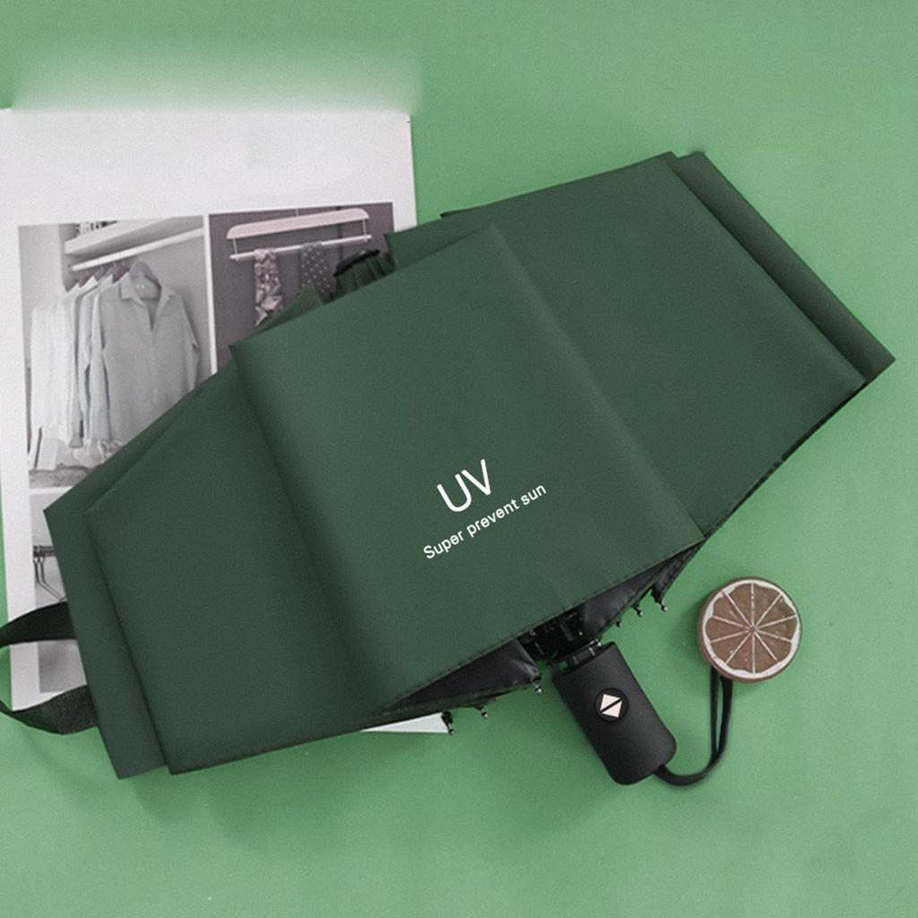 Automatic Umbrella for Men Women Dualuse Foldable Rain Sun Umbrella with Black Coating for Sun