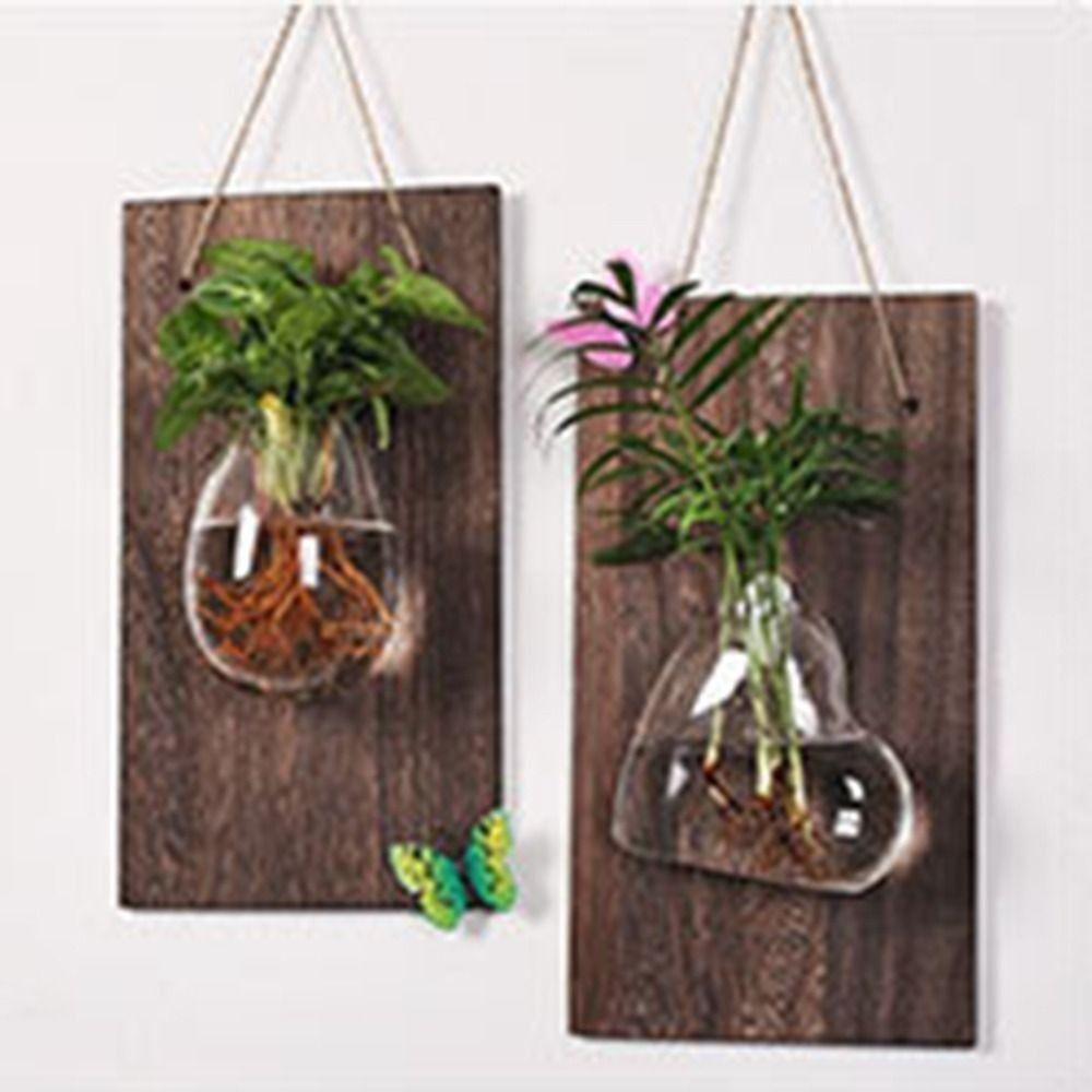 Vintage Hydroponic Container Creative Plant Flower Pots Aquarium Wall Mount Glass Vase  Room