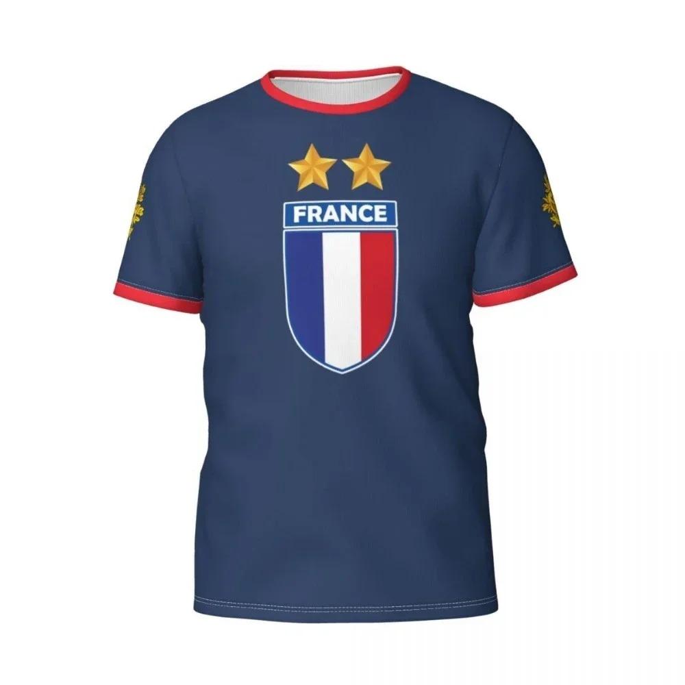 France Flag Badge 3D Printed T-shirts Fashion Graphic T Shirts French Football Summer Tops Breathable Sports Tees