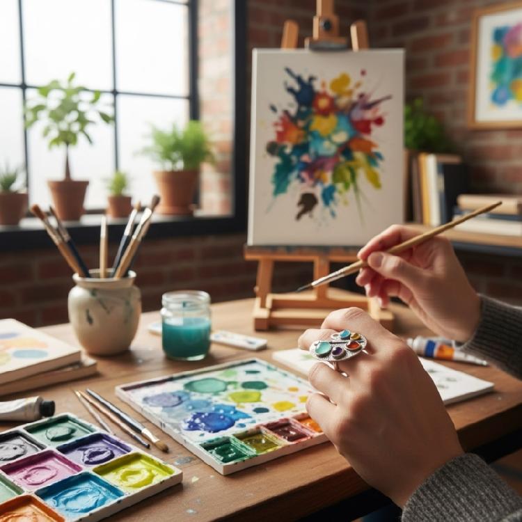 Retro Künstlerischer Statement-Ring Verstellbar Bunte Kristallverzierungen Stilvolles Design Kreativer Schmuck Geschenk für Sie