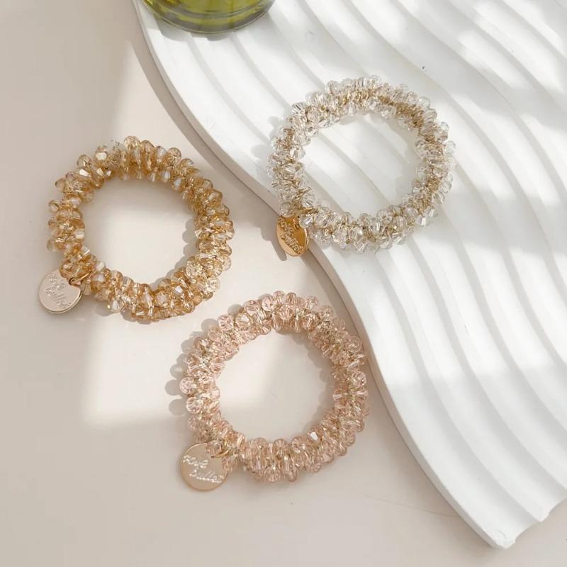 

3pcs/set Korean Style Vintage Crystal Pearl Beads Elastic Bands Scrunchies Hair Accessories Women Ponytail Holder Headwear