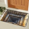 3D Optical Illusion Welcome Mat with Endless Pit Design Non-Slip Floor Mat for Unique Home Decor, Black Gray Carpet Gift