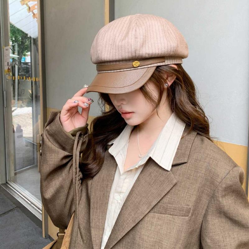 Octagonal beret women's autumn and winter retro British face small casual versatile newsboy duck tongue painter hat