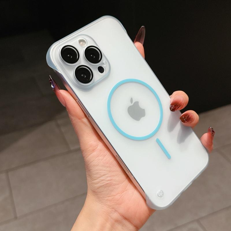 

Безрамный прозрачный матовый чехол Magsafe для iPhone 16 Pro 15 Pro Max 14 13 12 11 тонкий жесткий ПК ударопрочный беспроводной зарядный магнитный чехол для телефона iPhone 11 синий