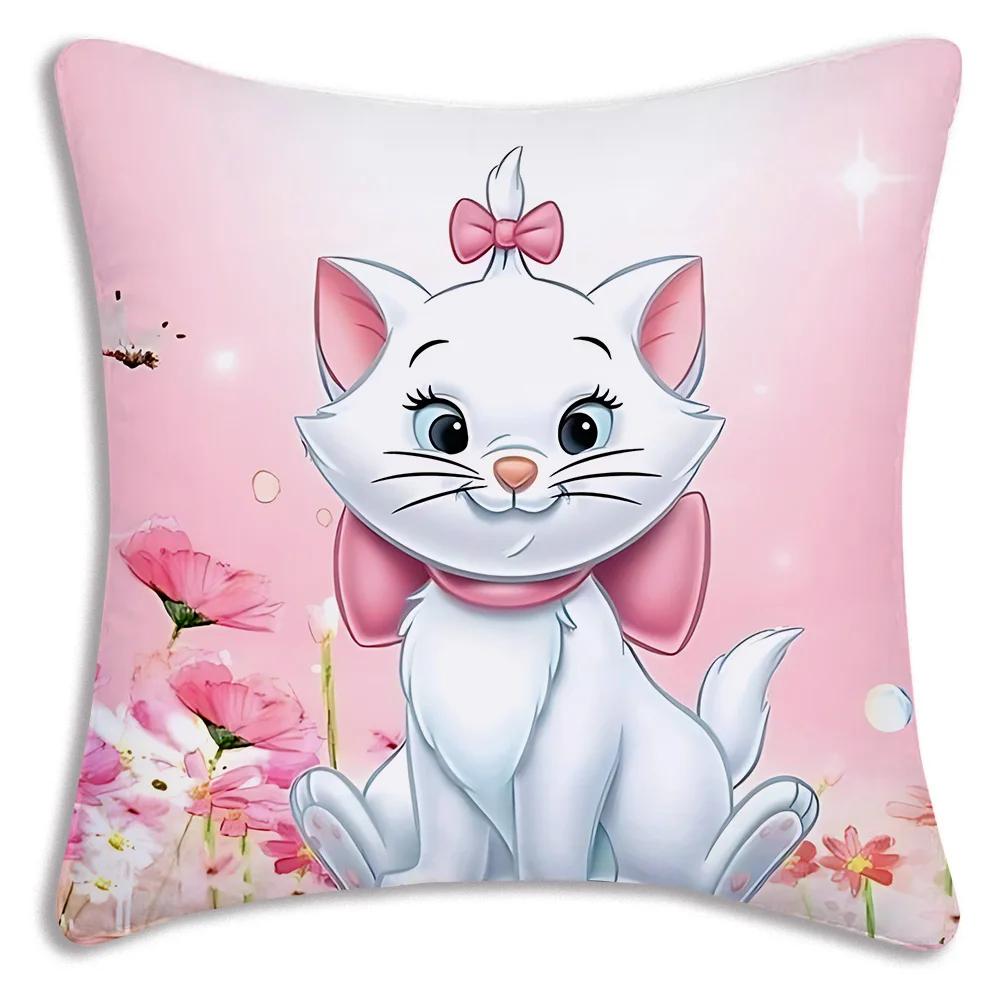 Cute Mary Cat Disneys Pillow Covers Cartoon Sofa Decorative Home Double-sided Printing Short Plush Cute Cushion Cover